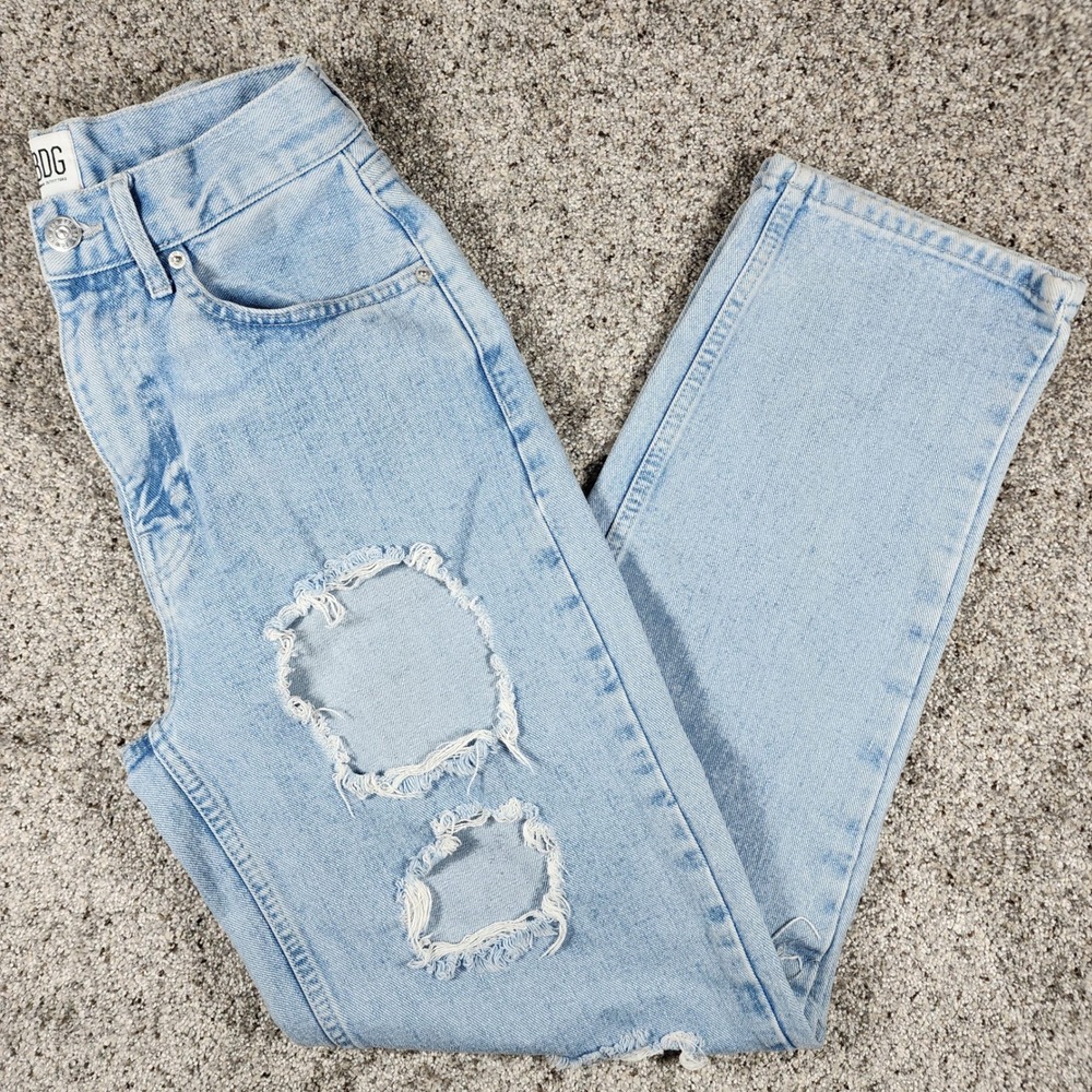 BDG Baggy Boyfriend Jeans Women W26 Light Wash Distressed Ripped Denim Excellent